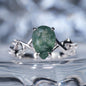 1.5CT Green moss Agate ring delicate fragile tear in 925 sterling silver lab grown gemstone[WG33-Comely]