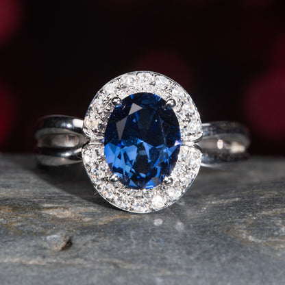 3CT Sapphire ring elegant opulence iconic delicate apphire ring for her in 925 sterling silver lab grown gemstone[WG22-Comely]