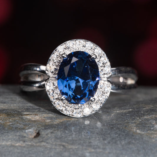 3CT Sapphire ring elegant opulence iconic delicate apphire ring for her in 925 sterling silver lab grown gemstone[WG22-Comely]