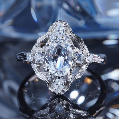 2CT White Sapphire Ring Captivating Grace: Sophisticated Gem Ring in 925 sterling silver lab grown gemstone[WG45-Comely]