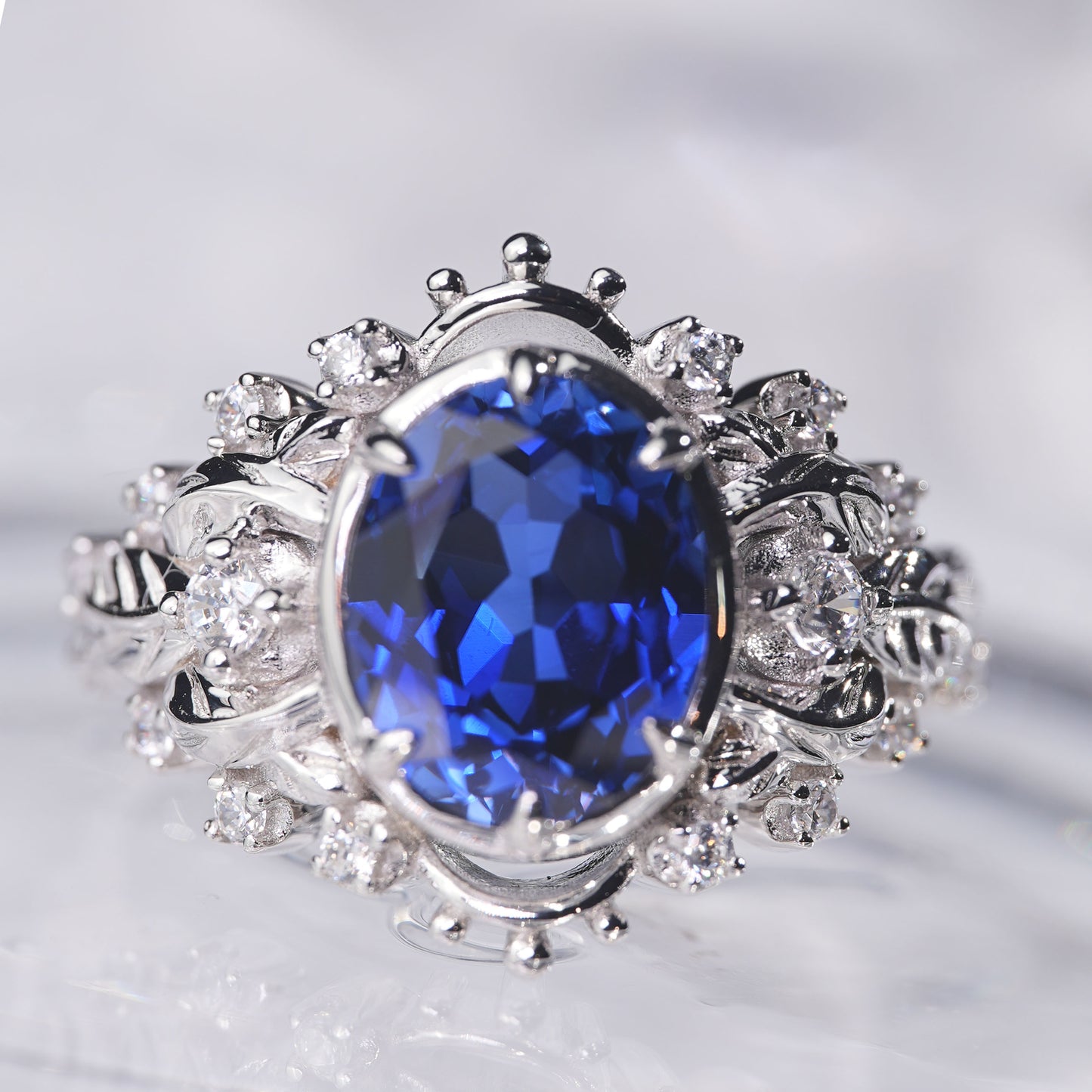 5CT Sapphire ring dazzling elegant graceful iconic lady dress in 925 sterling silver lab grown gemstone[WG02-Classic]