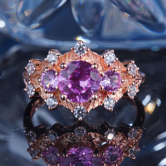 3CT Pink Sapphire Ring Luxury Blush Pink Bridal Wedding Ring in 925 sterling silver lab grown gemstone[WG41-Comely]