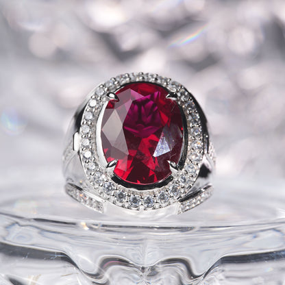 [J01R-Classic]14CT Ruby ring noble luxury in 925 sterling silver lab grown gemstone