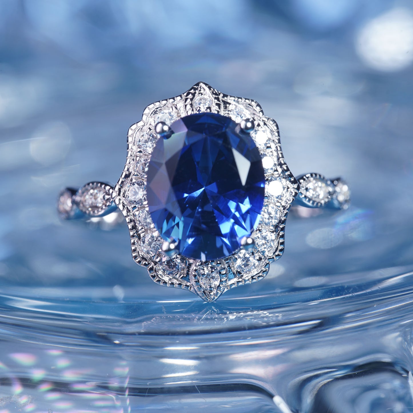 3CT Sapphire ring Blush Oval Cut Engagement Ring- Unique Promise Ring- Anniversary Gift in 925 sterling silver lab grown gemstone[WG53-Comely]