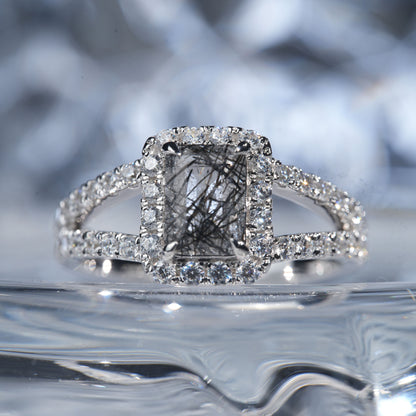 1.5CT Quartz black rutilated oriental princess in 925 sterling silver lab grown gemstone[WG30-Young girl]