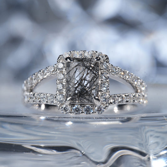 1.5CT Quartz black rutilated oriental princess in 925 sterling silver lab grown gemstone[WG30-Young girl]