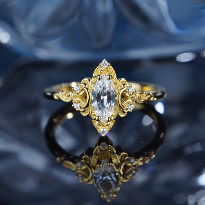 2CT White Sapphire Ring Queen Royal Patern Bridal Wedding Ring  in 925 sterling silver lab grown gemstone[WG35-Comely]