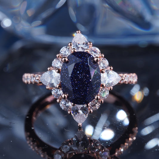 2CT Galaxy Sandstone Ring Starry Night Noble Engagement Ring in 925 sterling silver lab grown gemstone[WG50-Comely]