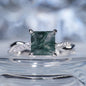 1.5CT Green moss Agate ring birth stone gift for her engagement in 925 sterling silver lab grown gemstone[WG29-Comely]