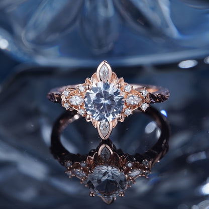 2CT White Sapphire Ring Charming Glow Alluring Engagement Promise Proposing Ring Bridal Ring Set Art Deco in 925 Sterling Silver lab grown gemstone[WG42-Comely]