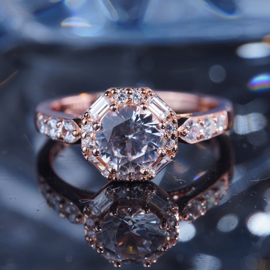 2CT White Sapphire Ring Resplendent Radiance Bridal Champagne Wedding Ring in 925 sterling silver lab grown gemstone[WG51-Comely]