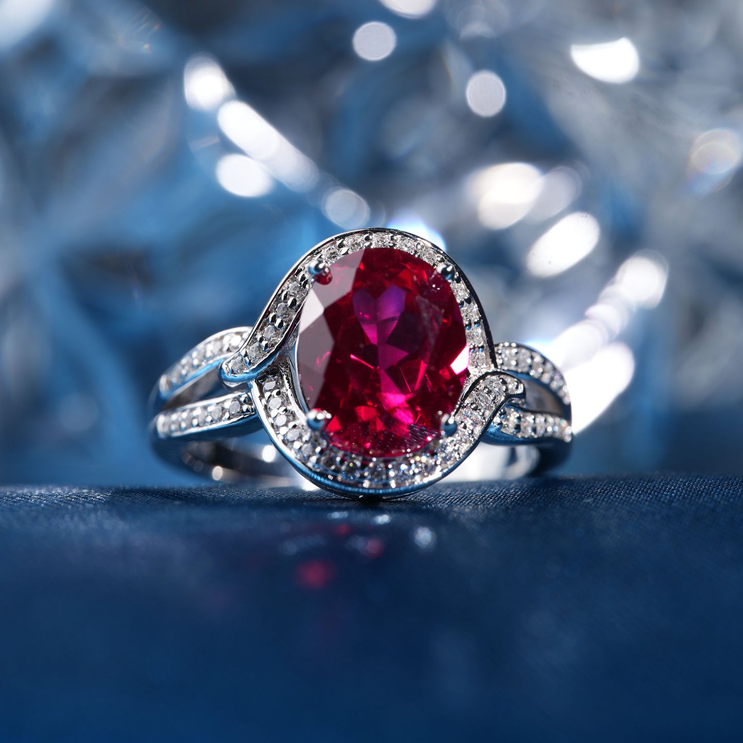 [SLR9-Classic] 3CT Ruby ring dazzling delight captivating ring in 925 sterling silver lab grown gemstone