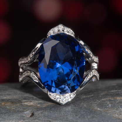 12CT Sapphire ring regal radiance luxurious men ring in 925 sterling silver lab grown gemstone[WG21-Classic]