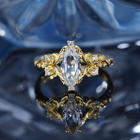 2CT White Sapphire Ring Elegant Enchantment Dazzlin Engagement  Promise Proposing Bridal Ring Set Art Deco in 925 Sterling Silver lab grown gemstone[WG39-Comely]