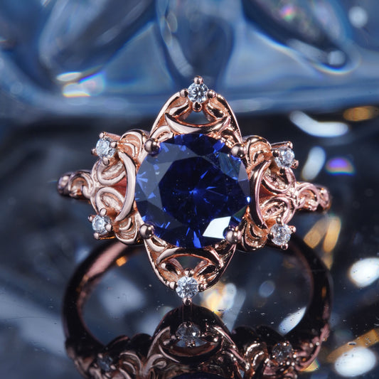 3CT Sapphire Ring Opulent Charm Glamorous Ring Bridal Wedding Engagement Promise Proposing Ring in 925 sterling silver lab grown gemstone[WG54-Comely]