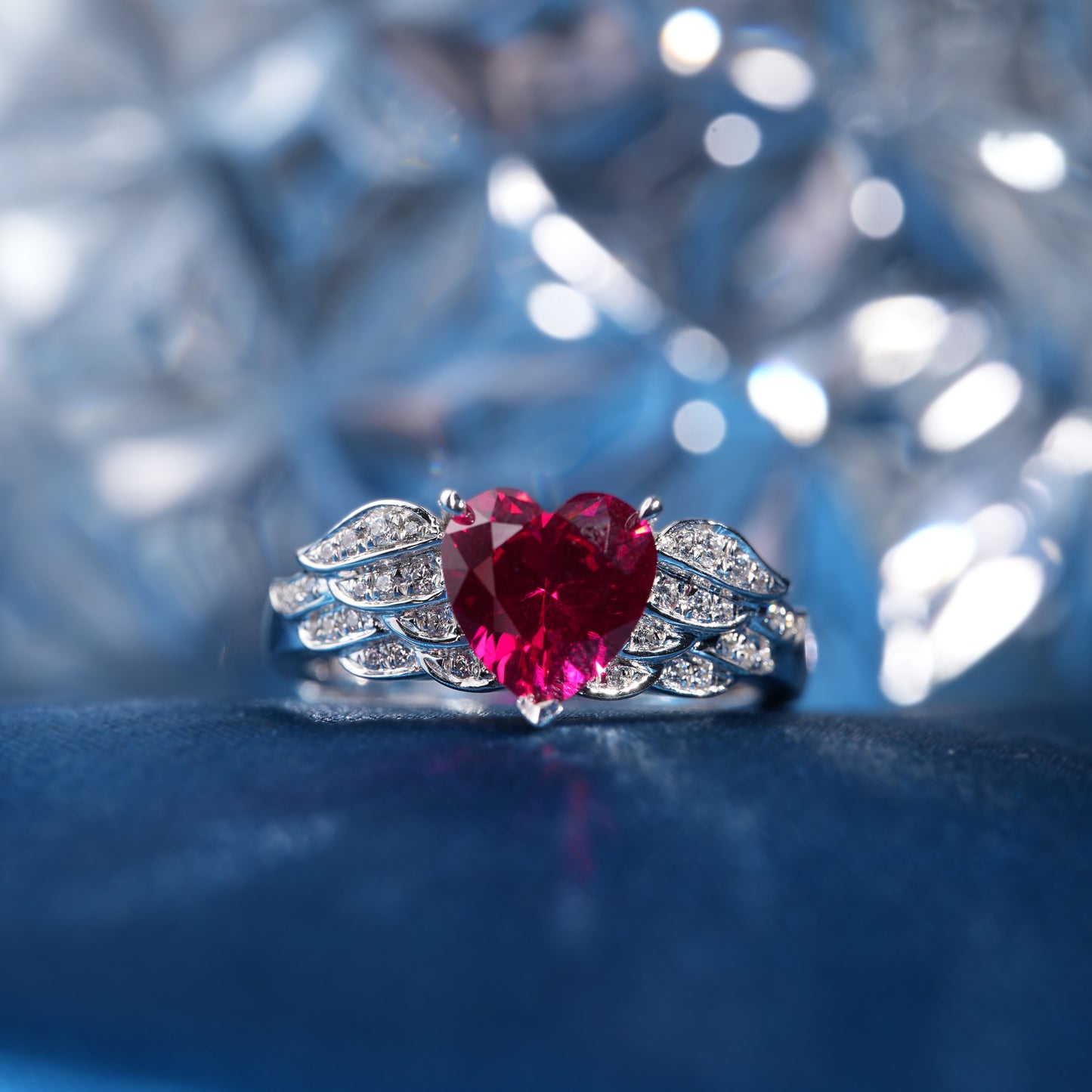 [SLR4-Classic] 3CT Ruby ring elegant opulence sparkling ring for her in 925 sterling silver lab grown gemstone
