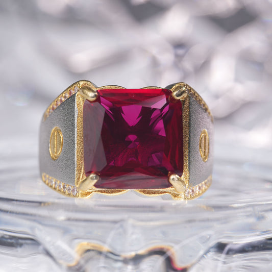 [C13R-Classic]10CT Ruby ring gentle grand in 925 sterling silver lab grown gemstone