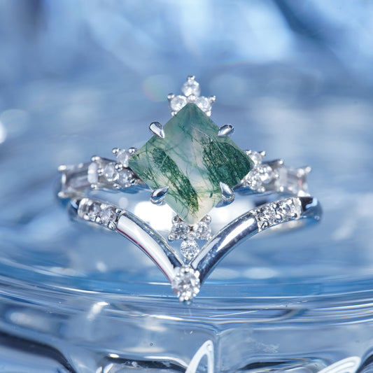 2CT Agate ring sets, Graceful Radiance, engagement ring, event  in 925 sterling silver lab grown gemstone[ZH12-Comely]