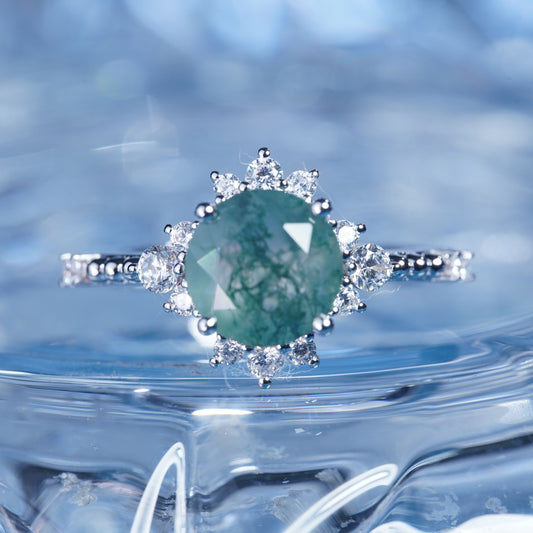 3CT Agate ring romance for girl daily dress girls gathering in 925 sterling silver lab grown gemstone[WG52-Comely]