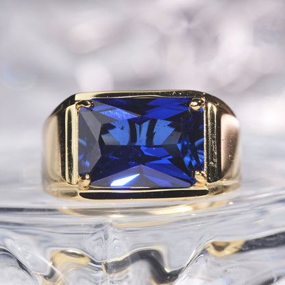 [C08KB-Classic]10CT Sapphire ring simple delicate precious man suit in 925 sterling silver lab grown gemstone