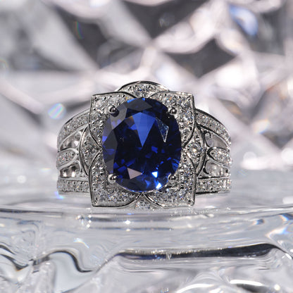 10CT Sapphire ring oriental graceful man suit in 925 sterling silver lab grown gemstone[JZT-WG20yinlan-Classic]