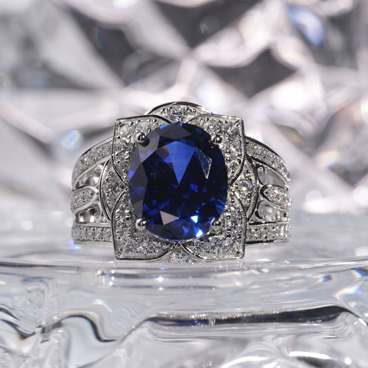 10CT Sapphire ring oriental graceful man suit in 925 sterling silver lab grown gemstone[JZT-WG20yinlan-Classic]