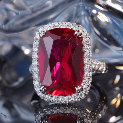 17CT Rubie ring Grand Noble Mystery Vintage Engagement Promise Ring in 925 sterling silver lab grown gemstone[WG07-Classic]