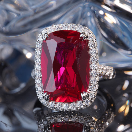 17CT Rubie ring Grand Noble Mystery Vintage Engagement Promise Ring in 925 sterling silver lab grown gemstone[WG07-Classic]