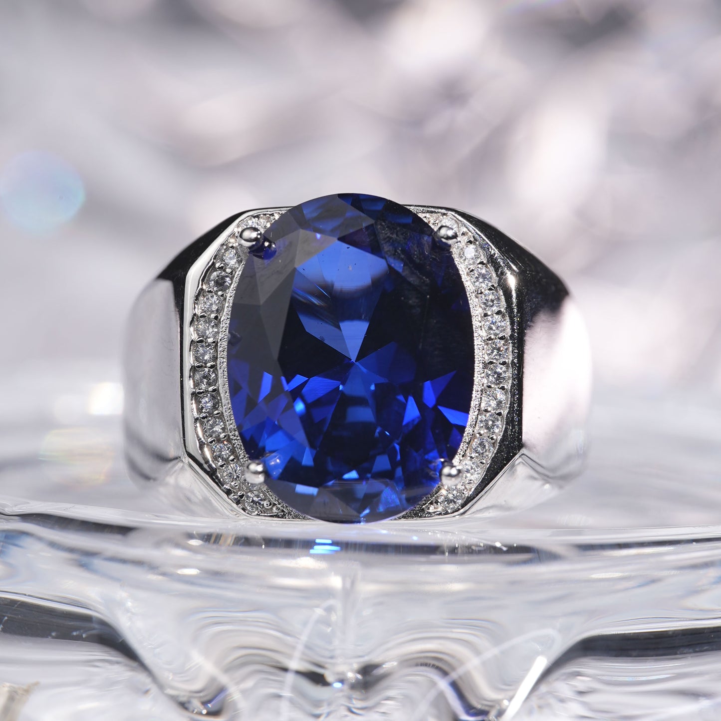 [C16B-Classic]14CT Sapphire ring fierce mighty in 925 sterling silver lab grown Sapphire