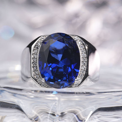 [C16B-Classic]14CT Sapphire ring fierce mighty in 925 sterling silver lab grown Sapphire