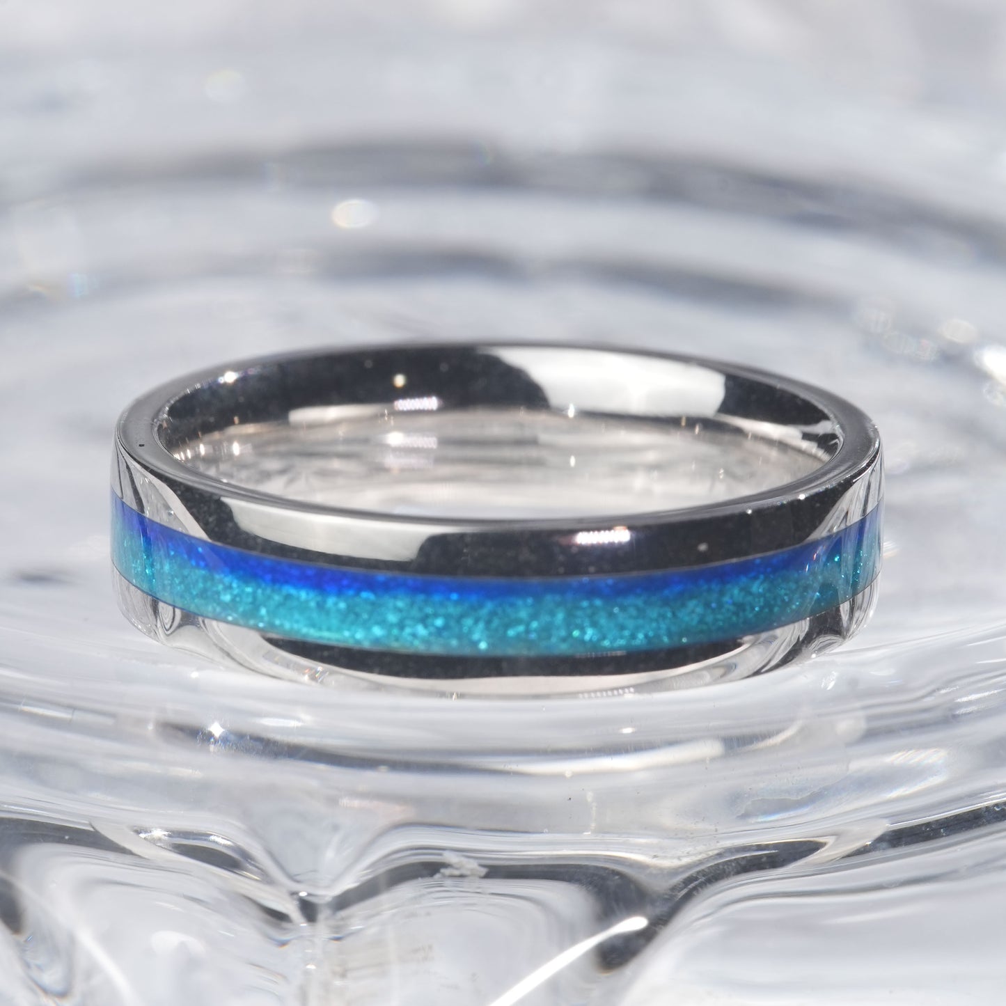Enamel blue color ring exquiste shining float sand in 925 sterling silver[FL06-Classic]