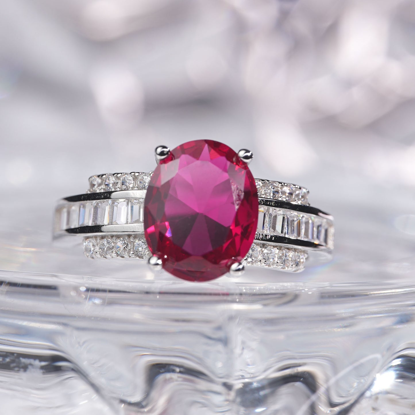 3CTRuby ring graceful radiance exquisite ring 925 sterling silver lab grown gemstone[A26R-Classic]