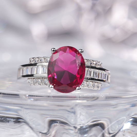 3CTRuby ring graceful radiance exquisite ring 925 sterling silver lab grown gemstone[A26R-Classic]