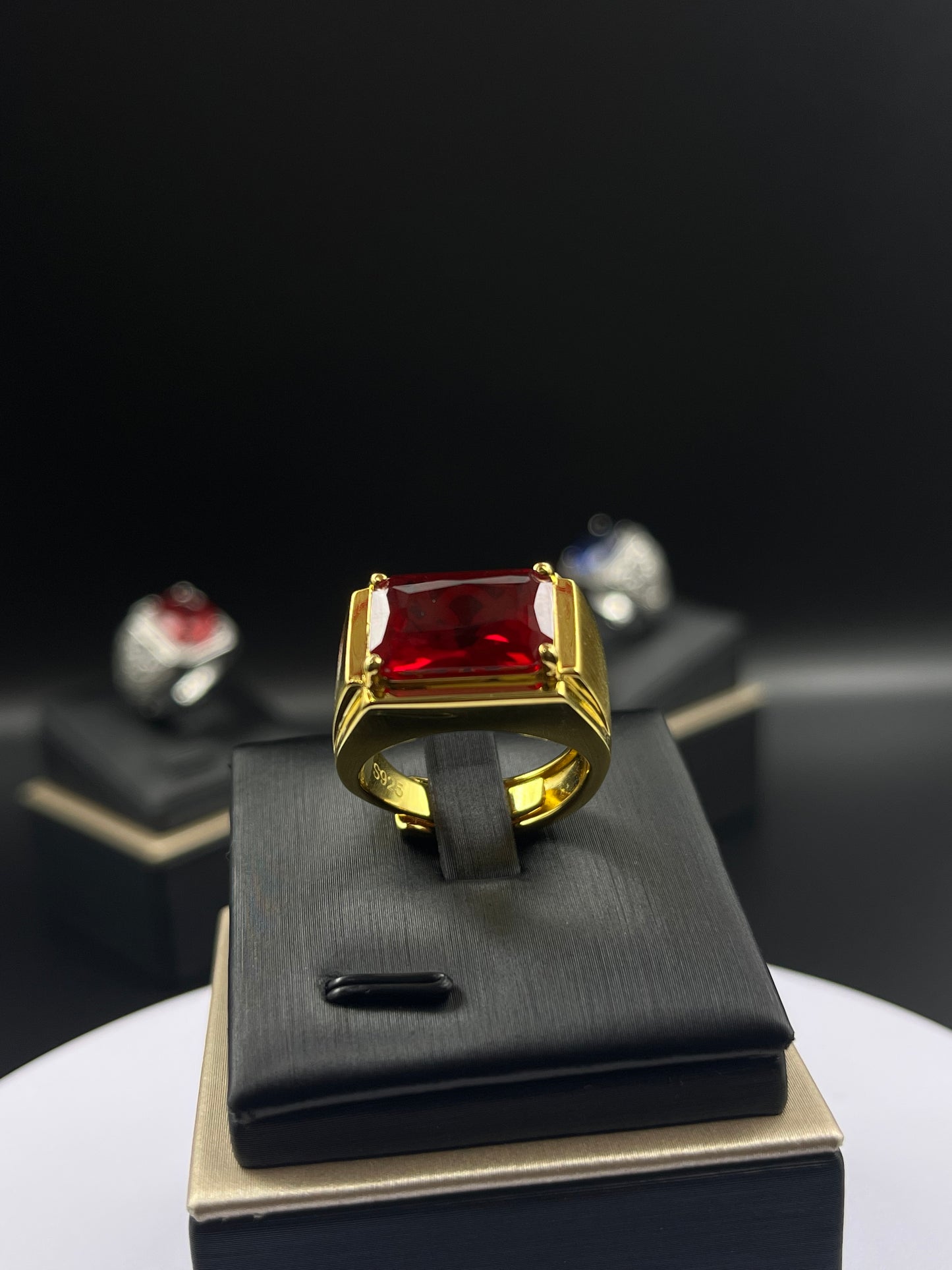 [C08KR-Classic]10CT Ruby ring stylish simple saddle deco in 925 sterling silver lab grown gemstone
