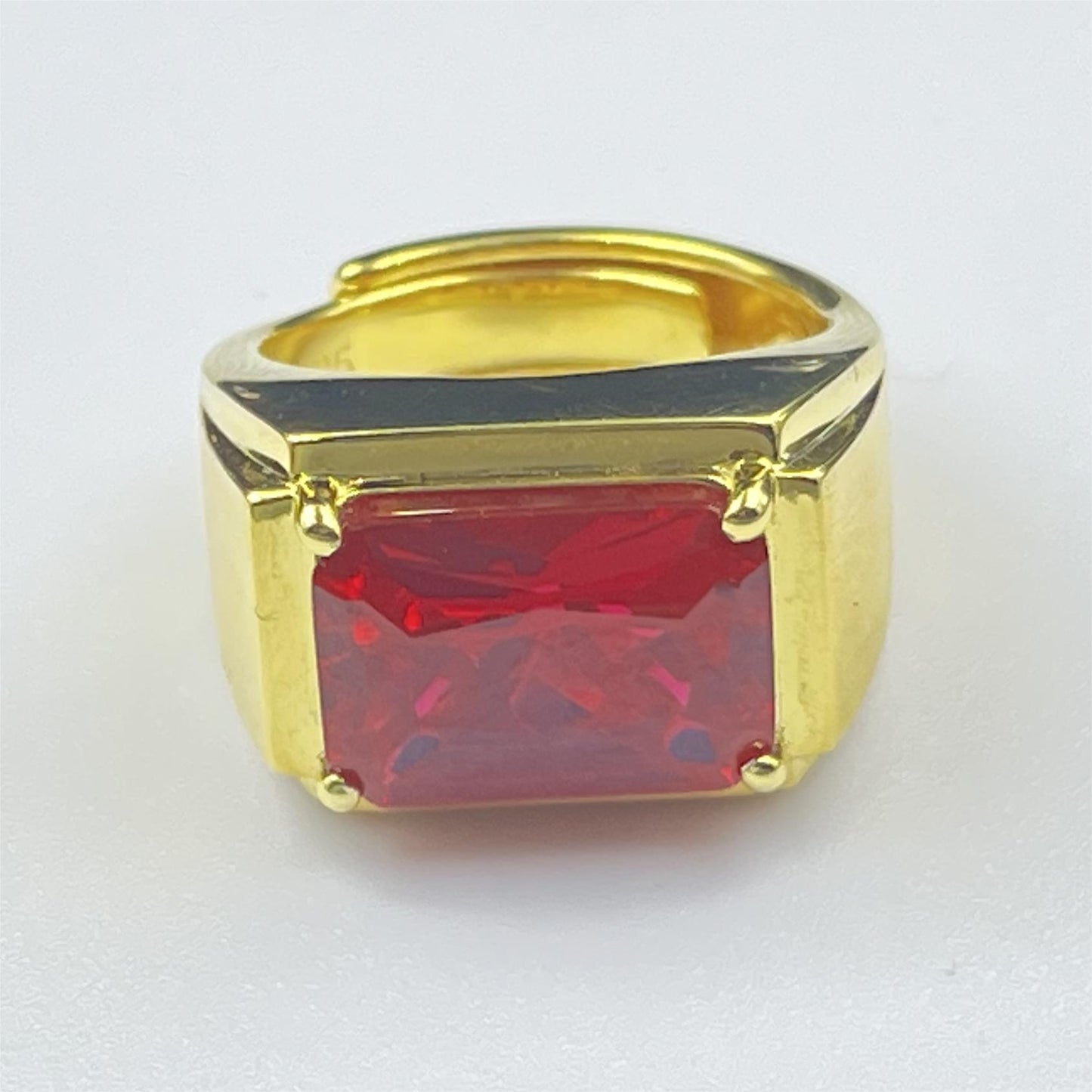 [C08KR-Classic]10CT Ruby ring stylish simple saddle deco in 925 sterling silver lab grown gemstone