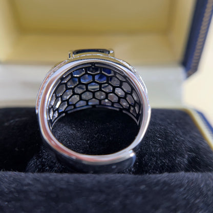 [C24B-Classic]10CT Sapphire ring graceful exquisite wing shape in 925 sterling silver lab grown gemstone