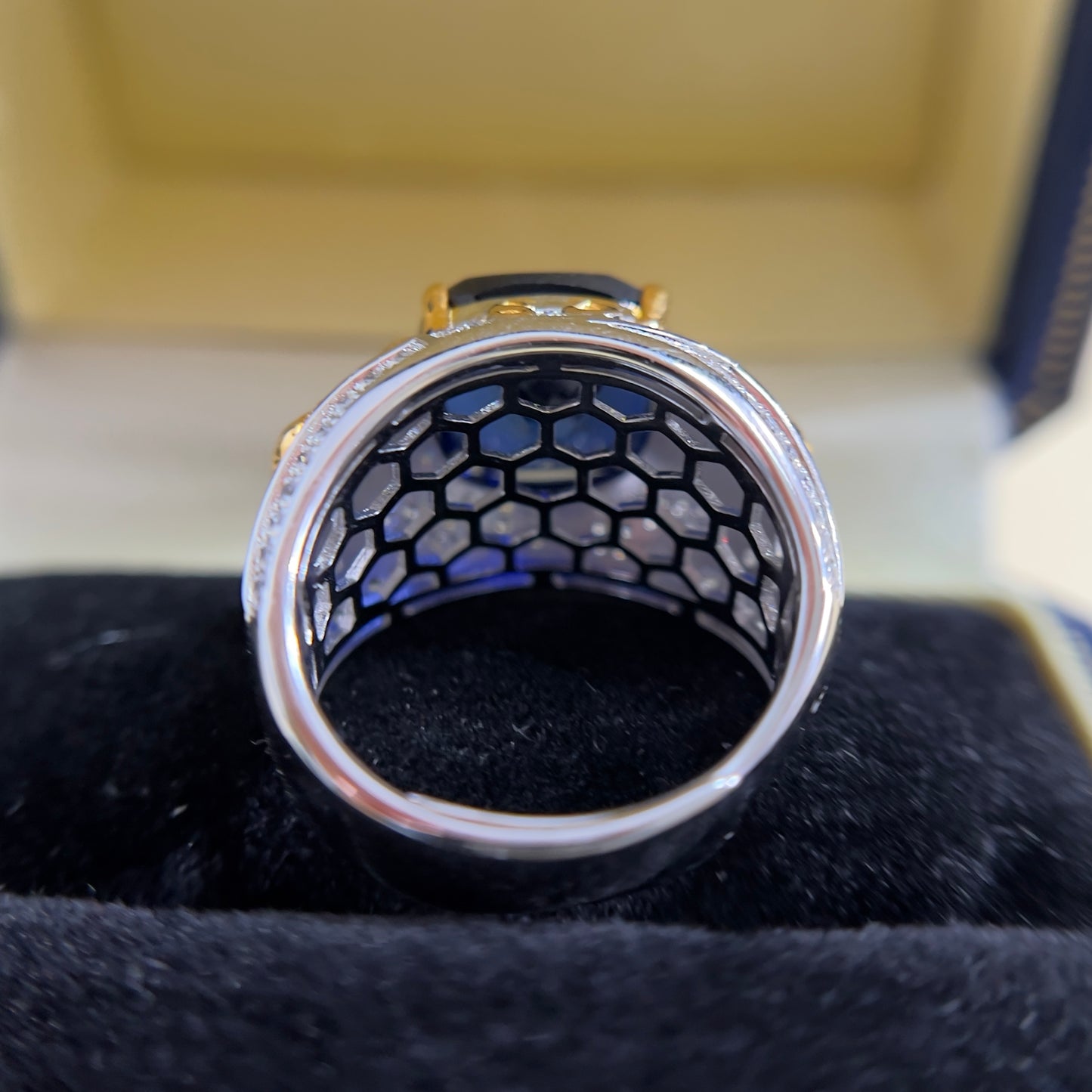 [C23B-Classic]8CT Sapphire ring tiger man suit business casual unique in 925 sterling silver lab grown gemstone