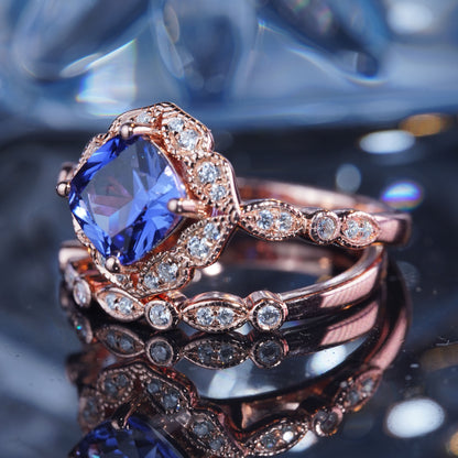 3CT Sapphire Ring Whispers Ethereal Gemstone Bridal Wedding Engagement Ring in 925 sterling silver lab grown gemstone[WG47-Comely]