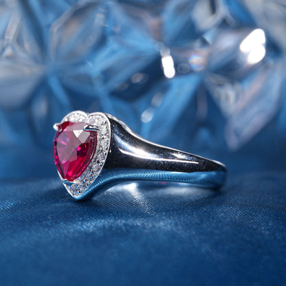 [SLR12-Classic] 3CT Ruby ring sophisticated charm alluring ring in 925 sterling silver lab grown gemstone