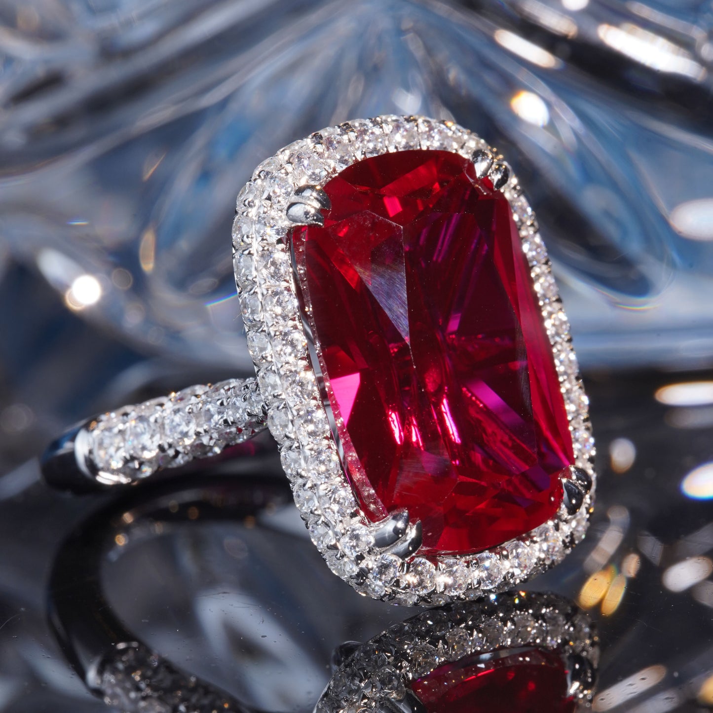 17CT Rubie ring Grand Noble Mystery Vintage Engagement Promise Ring in 925 sterling silver lab grown gemstone[WG07-Classic]