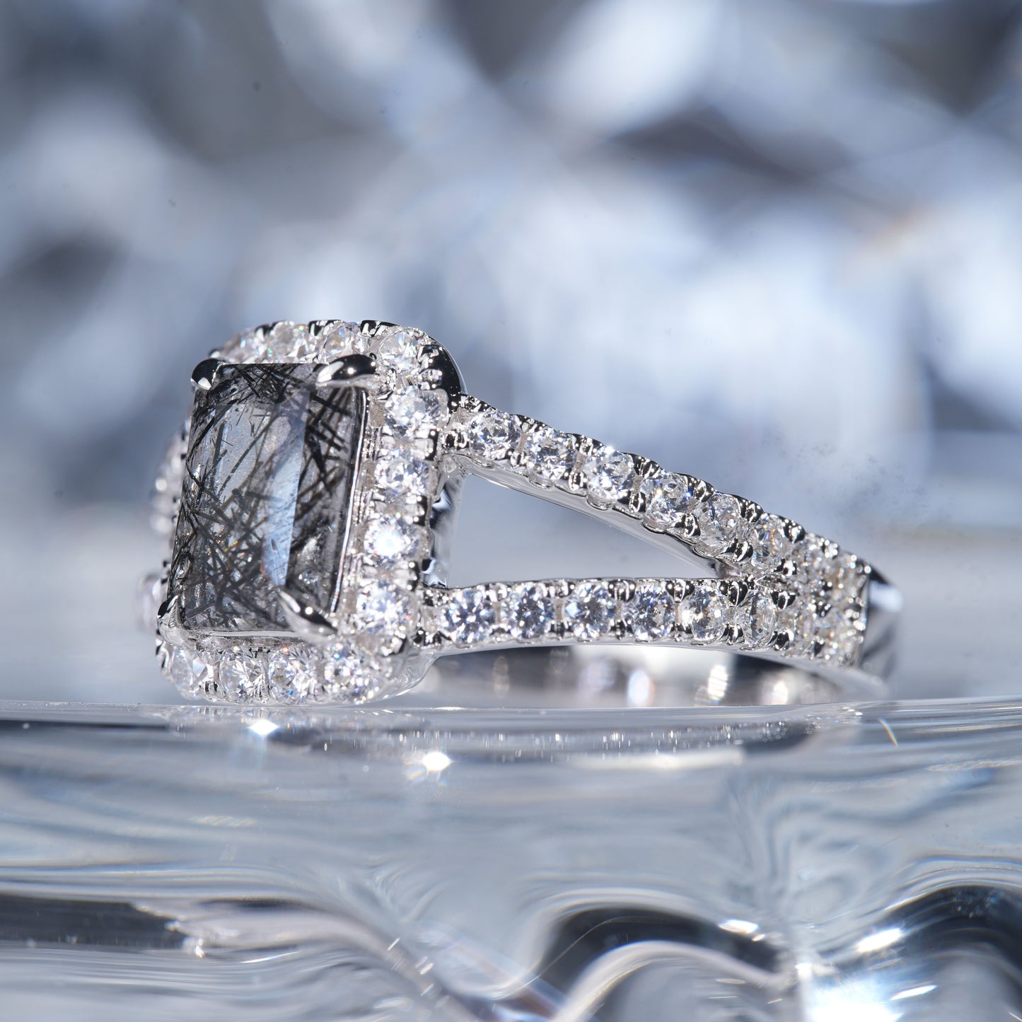 1.5CT Quartz black rutilated oriental princess in 925 sterling silver lab grown gemstone[WG30-Young girl]