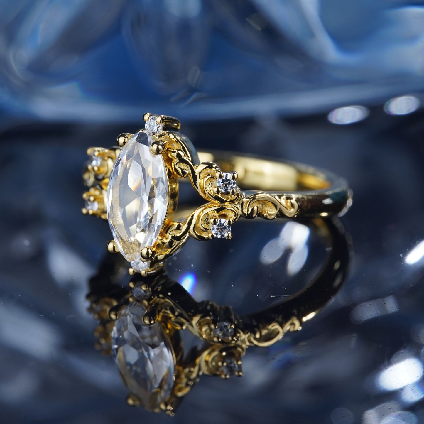 2CT White Sapphire Ring Elegant Enchantment Dazzlin Engagement  Promise Proposing Bridal Ring Set Art Deco in 925 Sterling Silver lab grown gemstone[WG39-Comely]