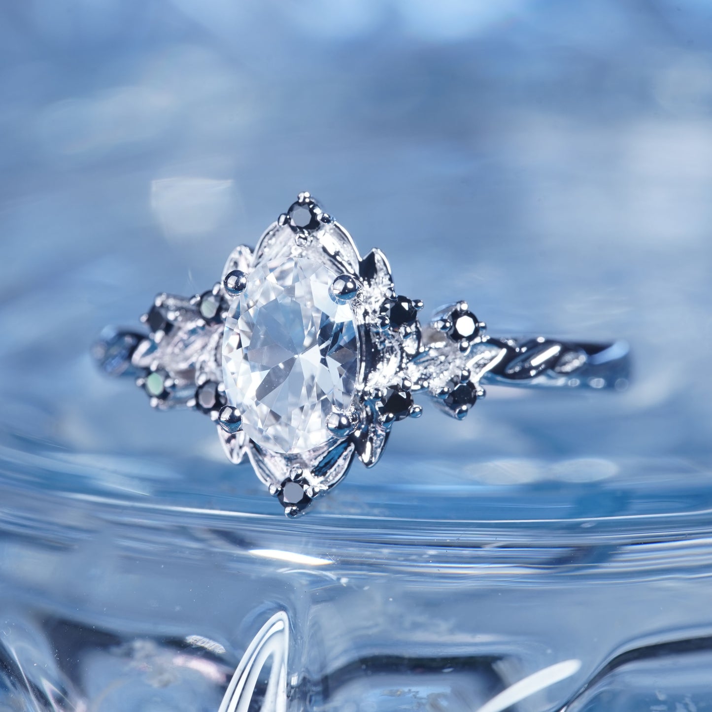 3CT White Sapphire Ring Blush Oval Cut Bridal Wedding Ring in 925 sterling silver lab grown gemstone[WG37-Comely]