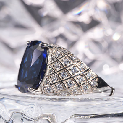 [A11B-Classic]14CT Saphhire ring precious dazzling oriental in 925 sterling silver lab grown gemstone
