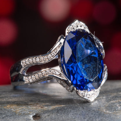 12CT Sapphire ring regal radiance luxurious men ring in 925 sterling silver lab grown gemstone[WG21-Classic]