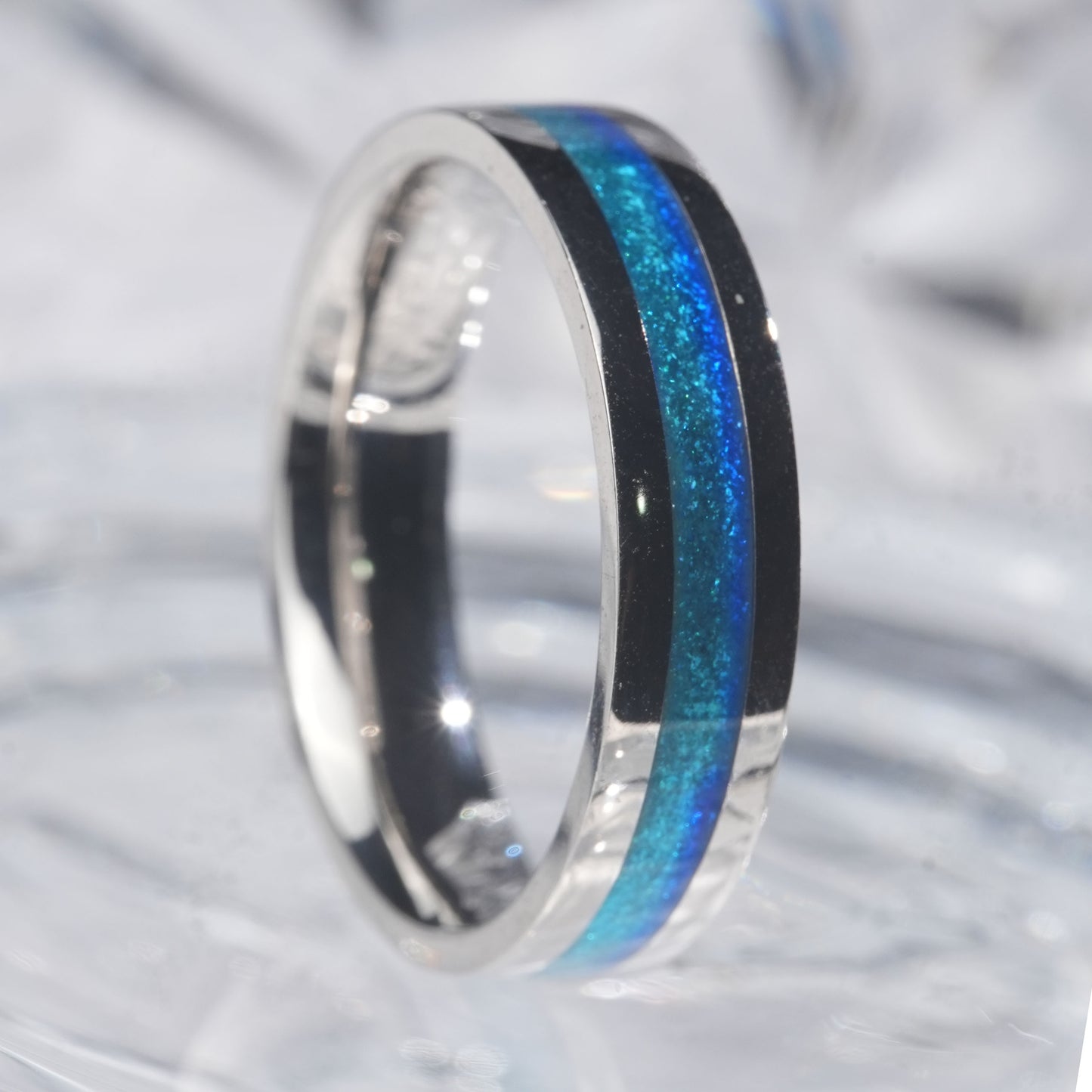 Enamel blue color ring exquiste shining float sand in 925 sterling silver[FL06-Classic]