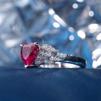 [SLR4-Classic] 3CT Ruby ring elegant opulence sparkling ring for her in 925 sterling silver lab grown gemstone