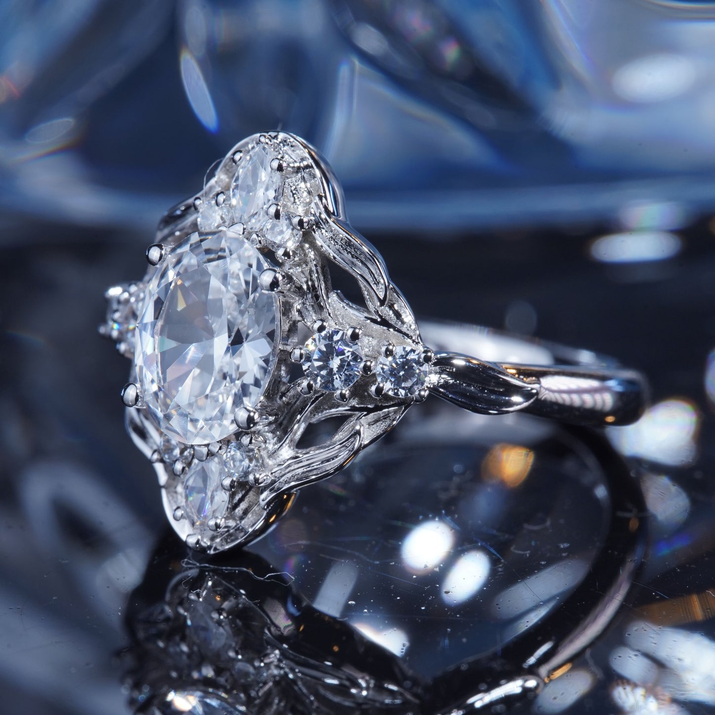 2CT White Sapphire Ring Captivating Grace: Sophisticated Gem Ring in 925 sterling silver lab grown gemstone[WG45-Comely]