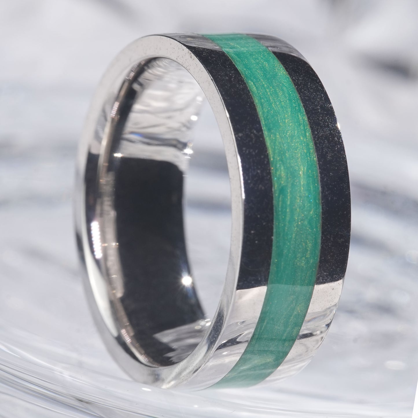 Enamel green color ring graceful man obsess in 925 sterling silver[FL03-Classic]