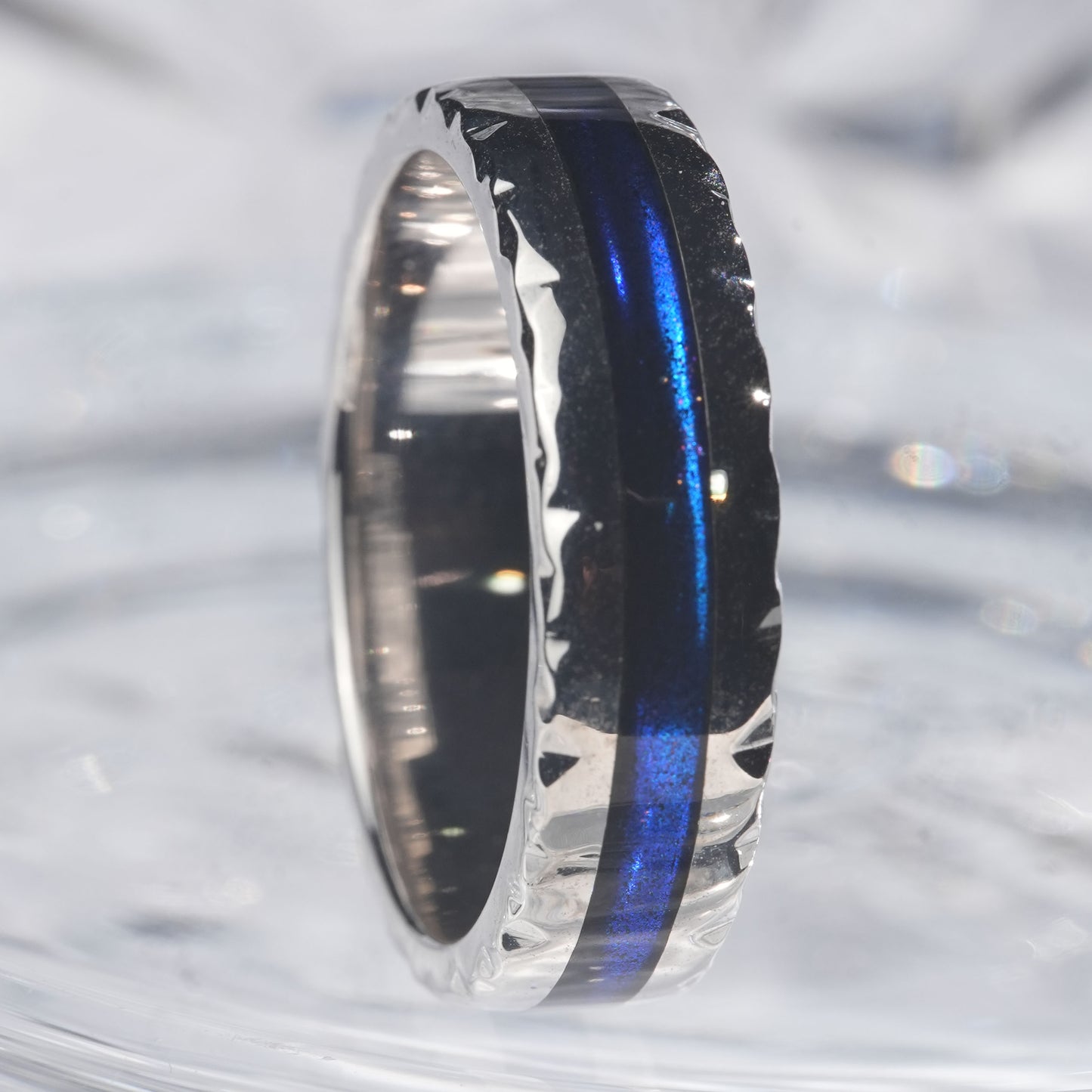 Enamel blue color ring mystery shadow snake in 925 sterling silver[FL07-Classic]